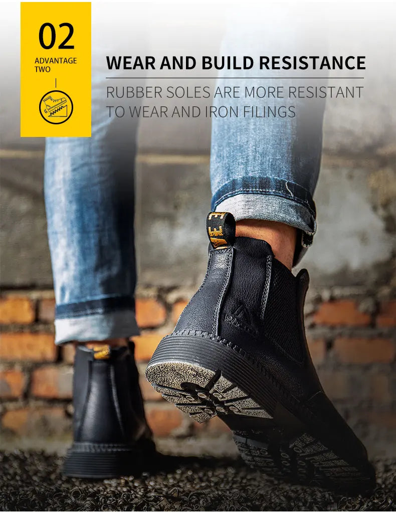 Zapatos de seguridad antideslizantes para hombre, botas de trabajo con puntera de acero, calzado de protección indestructible, botas de construcción antiaplastamiento, impermeables.