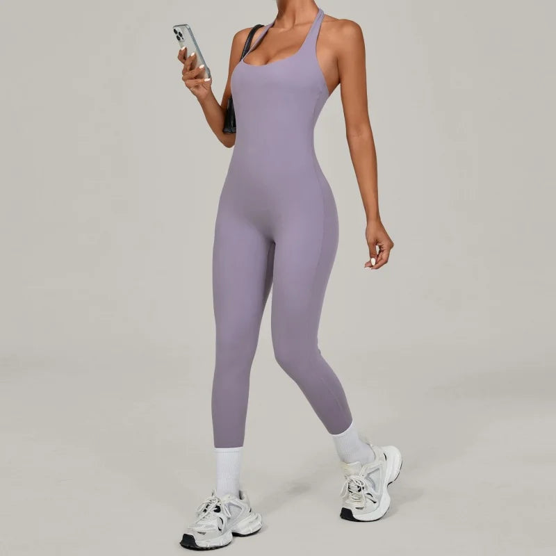 Nuevo Body de Yoga Sexy para Mujer, Mono Deportivo de una Pieza, Sin Mangas, Espalda Abierta, Conjunto de Yoga de Secado Rápido, Ropa Deportiva para Entrenamiento y Yoga.