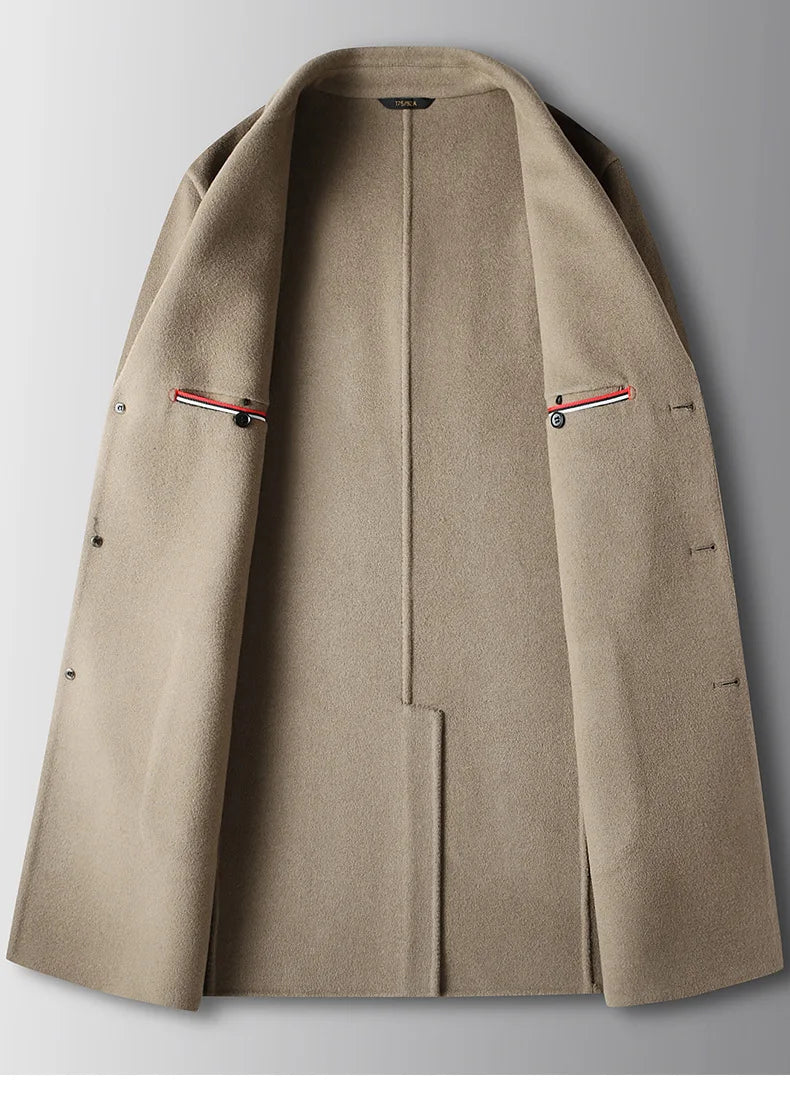 Brand Top Quality Double-Sided Woolen Men's Coat Autumn Winter Business Casual 71.8% Wool Male Medium Long Hommnre Coat