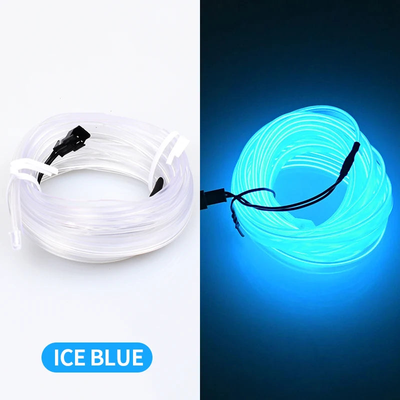 Tira de luces LED para interior de coche, 5 m, 5 V, flexible, tubo de luz fría EL, con USB, para decoración de interiores de coche