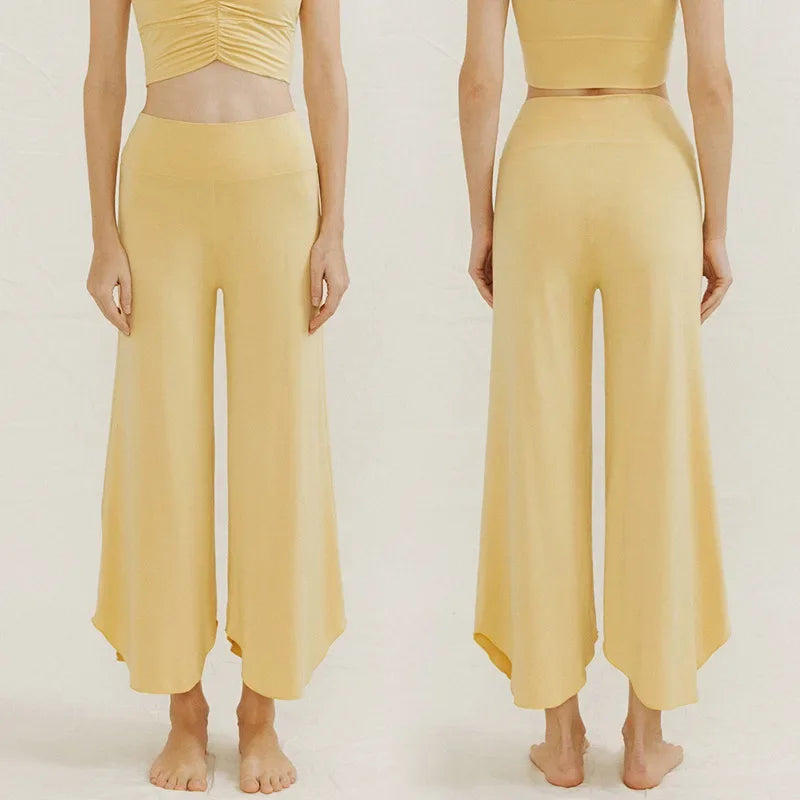 Alpha High Waisted Capri Pants for Women Wide Leg Yoga Pants for Summer Flowy Capris Loose Casual Cropped Dance Pants