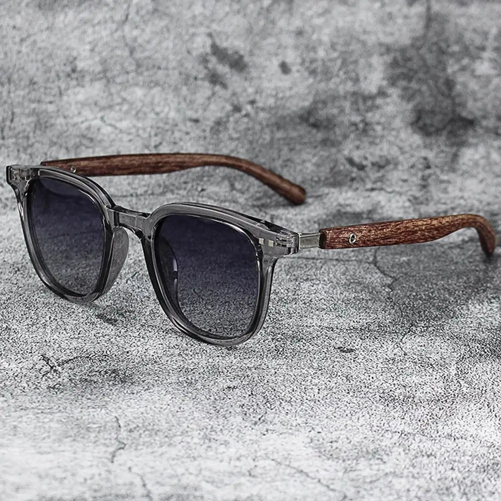 Gafas de sol modernas con vetas de madera retro para mujeres y hombres, nuevas gafas de sol con montura cuadrada, protección UV, gafas de ciclismo para exteriores y calle.