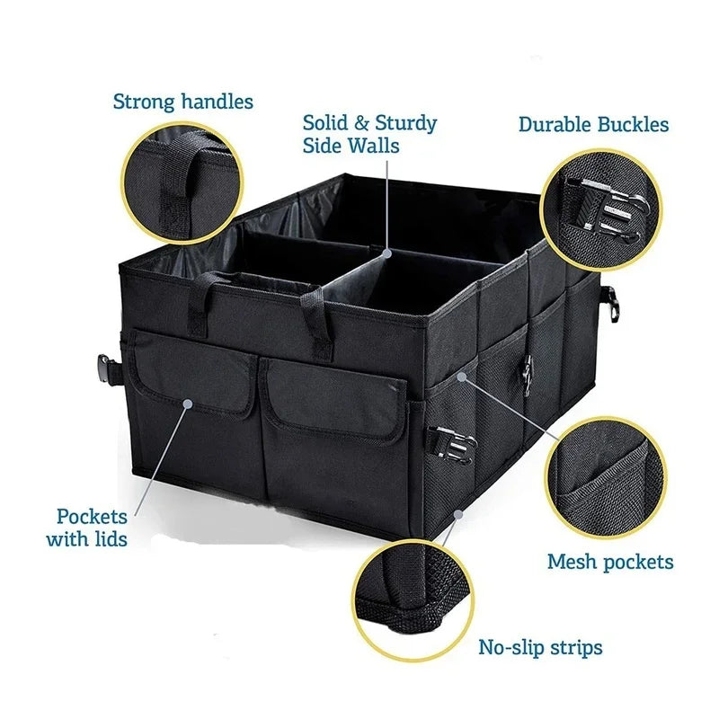 Caja de almacenamiento para coche de gran capacidad, organizador de maletero de coche, ecológica, súper duradera, plegable, herramienta de almacenamiento de carga, caja de maletero para coche o camión.