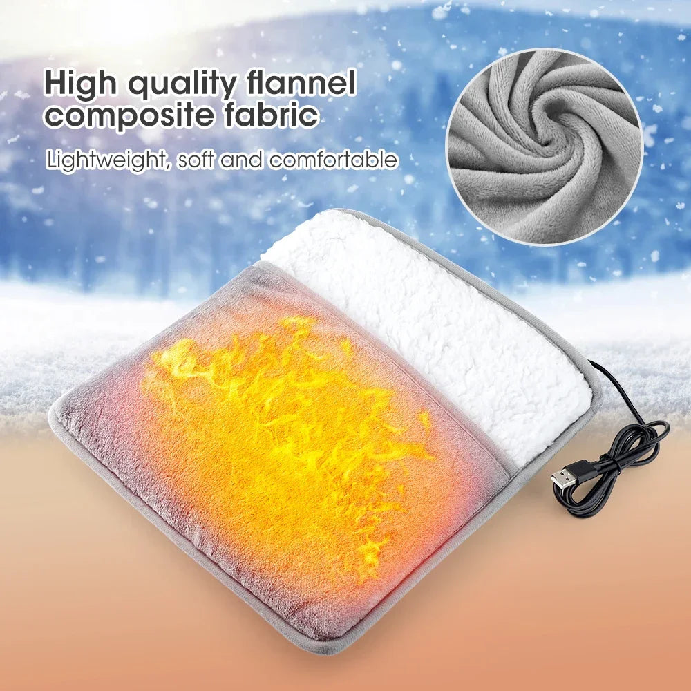 Almohadilla eléctrica para calentar pies de invierno, con carga USB, suave y lavable, para mejorar el sueño y el hogar.