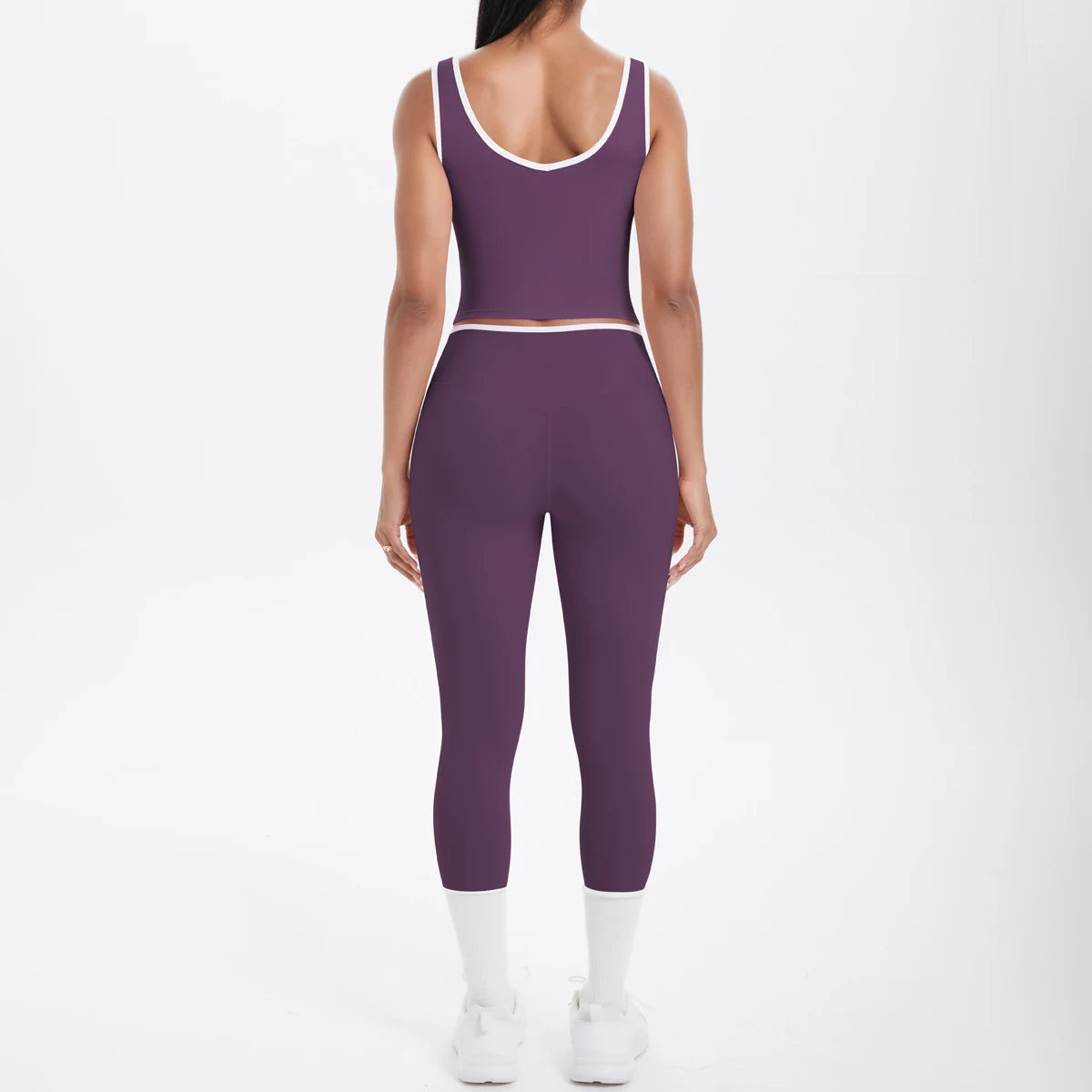 Conjunto de 2 piezas de pantalones de yoga con espalda descubierta y leggings para correr, de cintura alta, con estampado de melocotón y glúteos, para fitness y deportes.