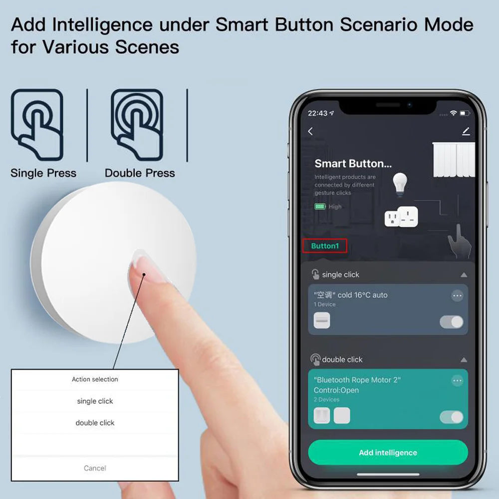 Interruptor de escena inteligente Tuya ZigBee (1 o 2 unidades), con conexión a batería, compatible con dispositivos Smart Life ZigBee.