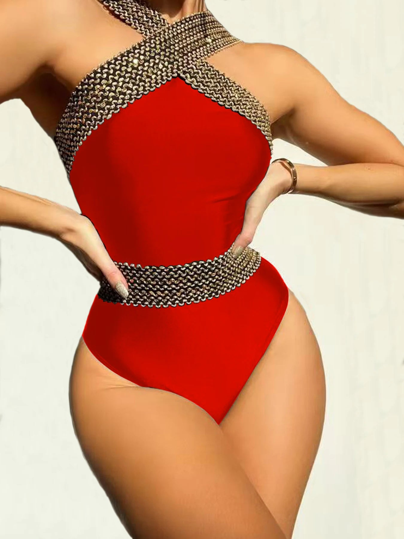Traje de baño de una pieza con tiras cruzadas para mujer, con control de abdomen ajustable, moderno y cómodo para diferentes tipos de cuerpo.