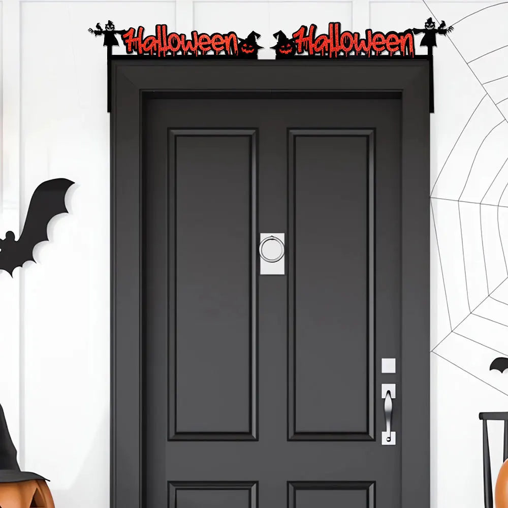 Decoración de Halloween para marcos de puertas, murciélagos, calabazas, telarañas, letrero para esquinas de puertas y ventanas, decoración de Halloween para el hogar, pegatinas para esquinas 2024
