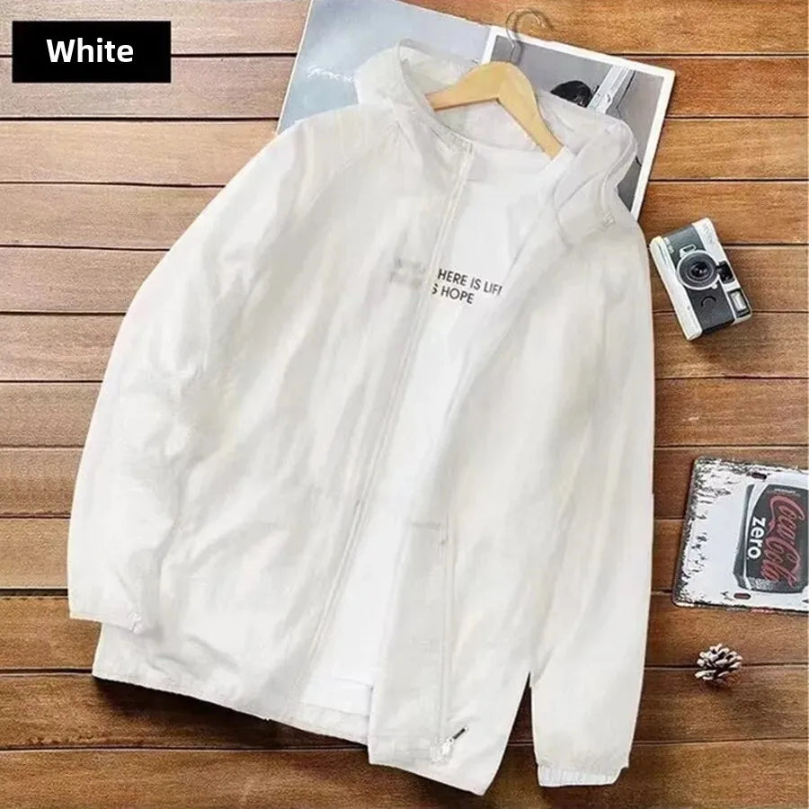 Chaqueta fina de seda de hielo para hombre, transpirable, de verano 2024, con protección solar para pesca, cárdigan para exteriores, estilo holgado e informal.