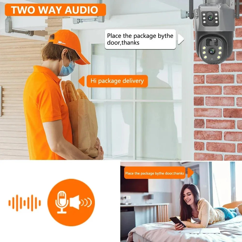 Cámara de vigilancia inalámbrica Wifi 4G IP CCTV, seguridad y protección para el hogar inteligente, monitor 360°, exterior, visión nocturna HD.
