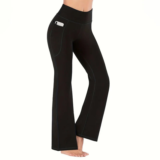 Pantalones de yoga de corte bota para mujer, pantalones de yoga de cintura alta con bolsillos para mujer, pantalones de trabajo de corte bota, pantalones deportivos.