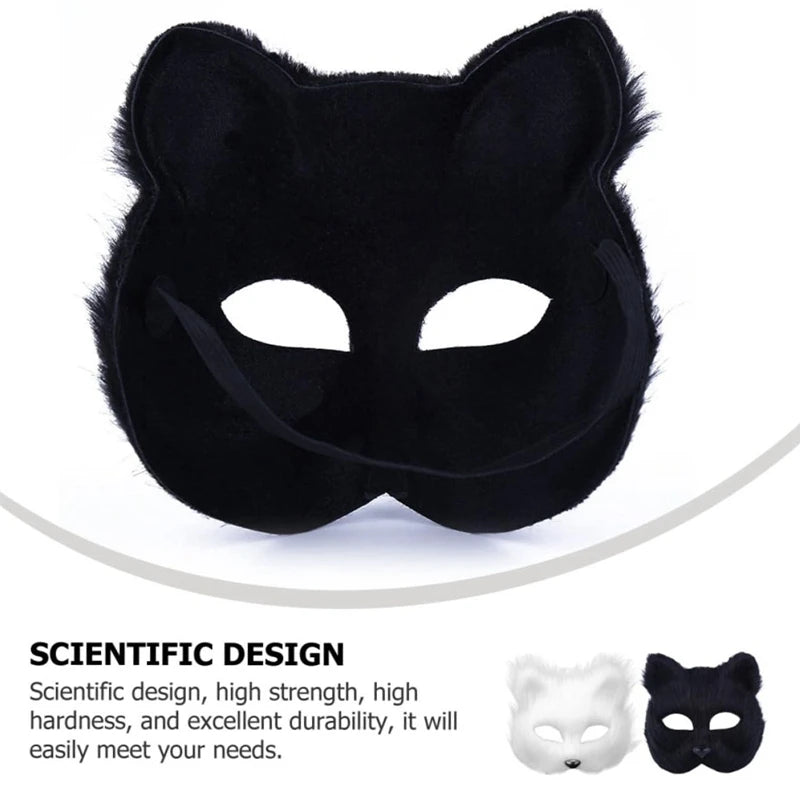 Halloween Cosplay Make-up Fox Shape Face Mask Carnival Stage Party Cartoon Cat Hair Mask Costume Props Sexy Lady Imitation Toy