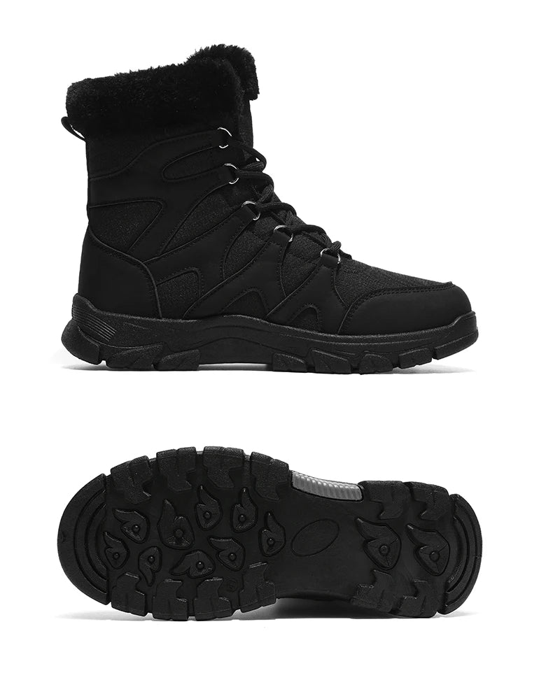 Nuevas botas de invierno para hombre, cálidas y afelpadas, hasta media pantorrilla, para exteriores, antideslizantes, impermeables, para nieve, zapatos de algodón a la moda para hombre.