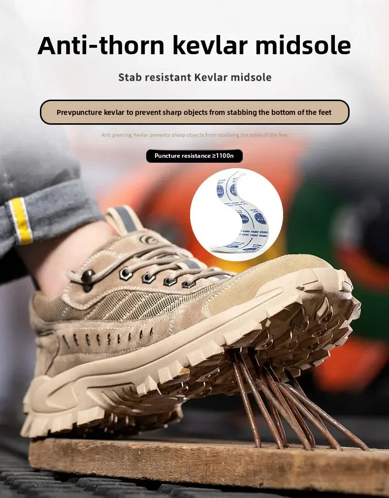 Spring New Men's Steel Toe Safety Shoes Breathable Work Shoes Anti Crush And Piercing High Temperature Resistant Wear Proof