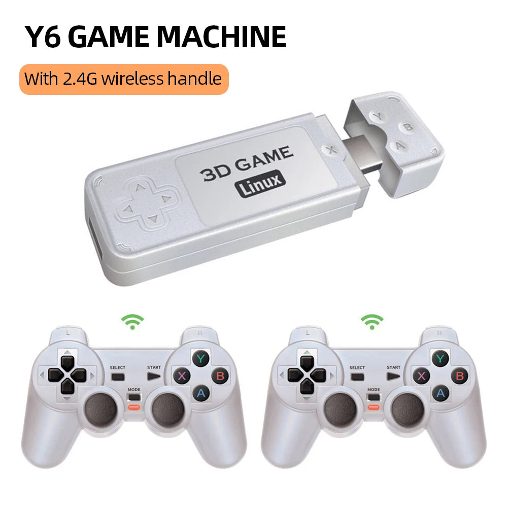 Consola de videojuegos Y6 con salida 4K HD y dos controladores inalámbricos 2.4G, más de 10 000 juegos para PSP/PS1/N64/CP1/CP2/CP3/Neogeo/GBX/MAME