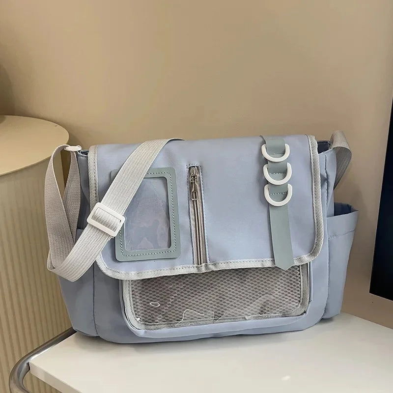 Nuevo bolso bandolera informal de nailon de estilo universitario, de gran capacidad, para estudiantes, estudiantes, estudiantes, estudiantes, estudiantes, tendencia de viaje, con un solo hombro inclinado.