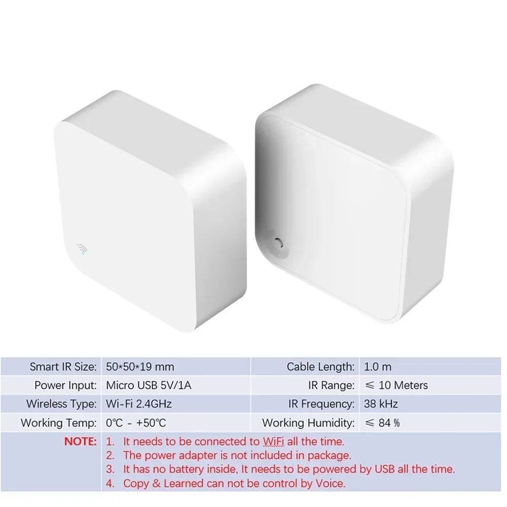 Control remoto inteligente Tuya WiFi IR universal para TV, aire acondicionado, control remoto Alexa, funciona con Google Home, Yandex y Google.