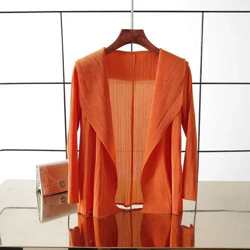 ALSEY Miyake - Cárdigan plisado de color liso para mujer, camiseta de verano, nuevas camisas y blusas holgadas, ropa estética holgada