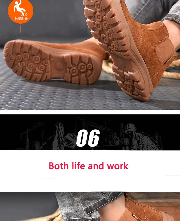 Anti Smashing And Anti Piercing Suede Safety Shoes Men's Steel Toe Cap Protection Work Shoes Fashion Scarpe Antinfortunistiche