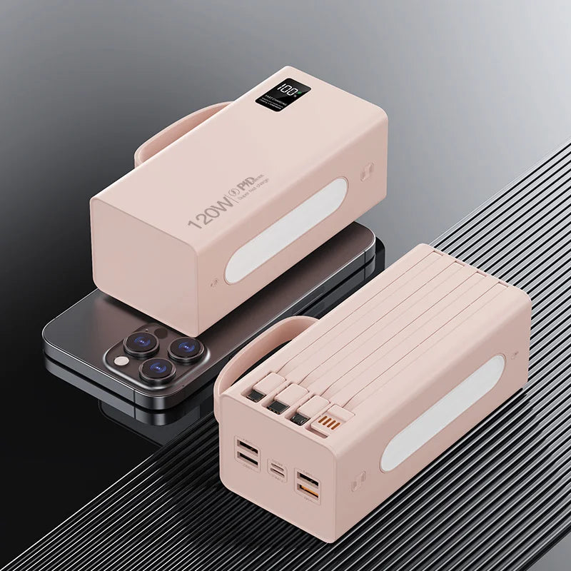 ONEPLUS - Cargador portátil de alta capacidad de 500.000 mAh y 120 W, 4 en 1, con cables y carga rápida para iPhone y Samsung.