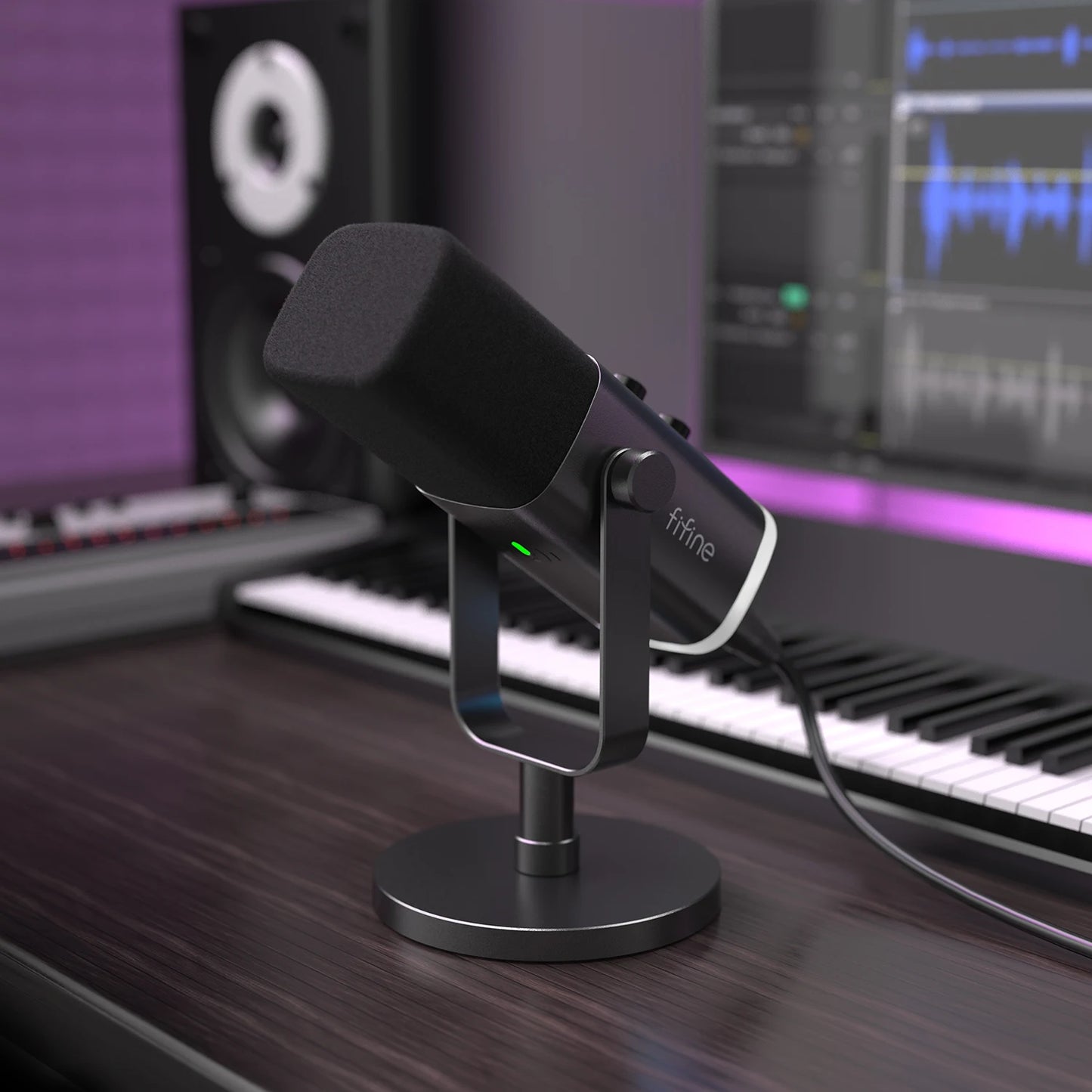 Micrófono dinámico FIFINE USB/XLR con botón de silencio táctil, conector para auriculares, controles de E/S, para mezclador de PC PS5/4, micrófono para juegos Ampligame AM8