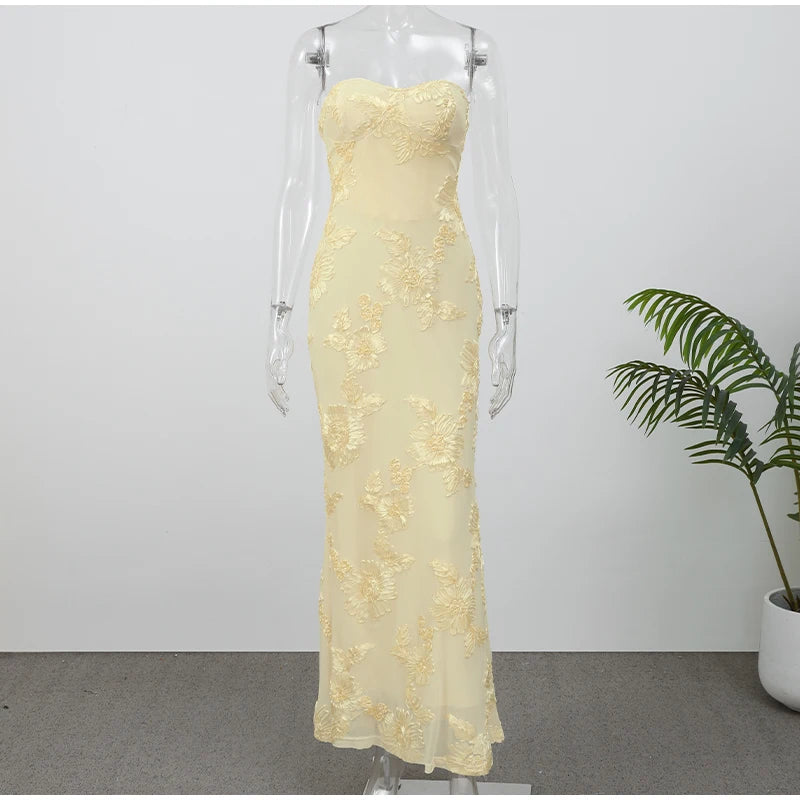 Women Flower Printed Sling Long Dresses Sleeveless Off Shoulder Floor Length Backless Maxi Dress Lady Elegant Chic Party Robe