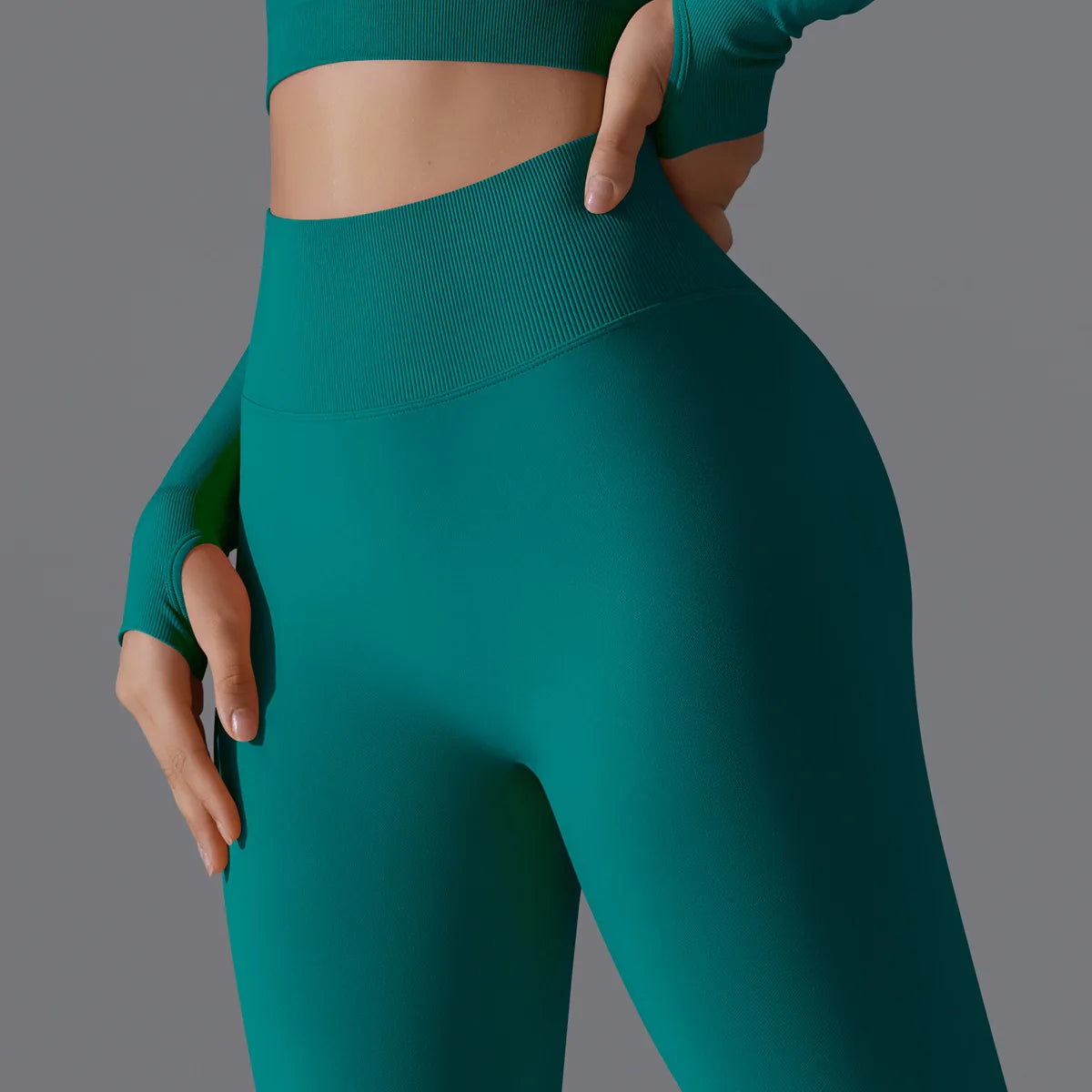 Leggings deportivos de yoga para mujer, sin costuras, cintura alta, elásticos, color sólido, para gimnasio, correr, secado rápido, realce y efecto moldeador.