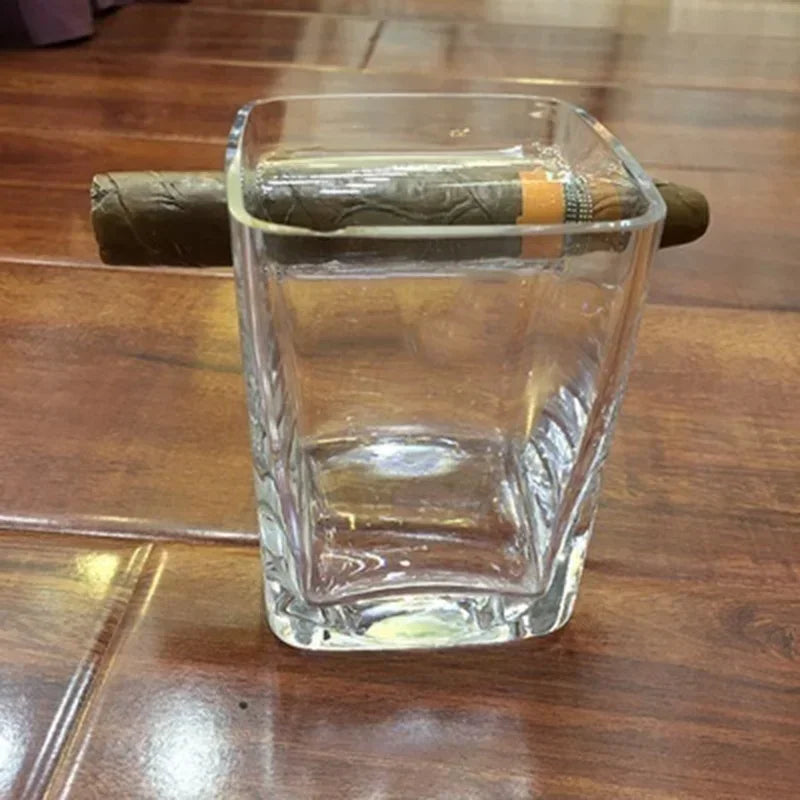 1 vaso de whisky de lujo creativo para el hogar - Vaso de whisky antiguo con reposapuros dentado de 12,85 oz