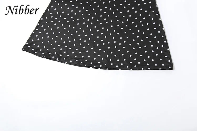 Vestido Nibber de verano, estilo moderno, con escote barco, estampado de lunares, tirantes finos, corte ajustado, elegante, estilo maxi, ideal para salir de fiesta.