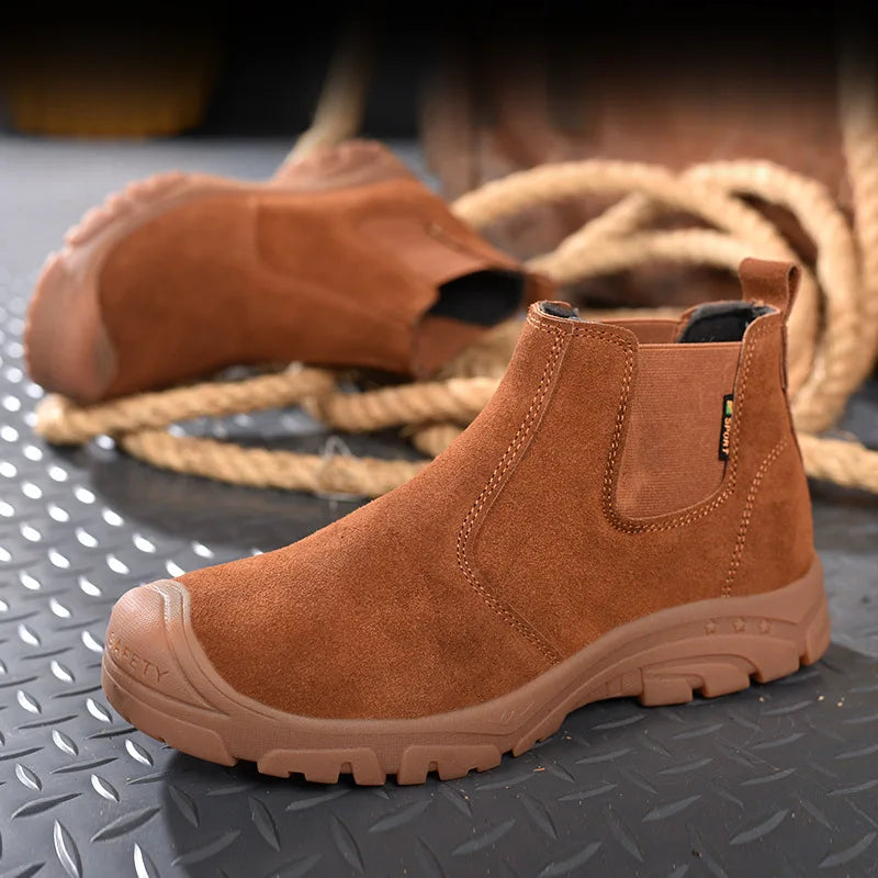 Anti Smashing And Anti Piercing Suede Safety Shoes Men's Steel Toe Cap Protection Work Shoes Fashion Scarpe Antinfortunistiche