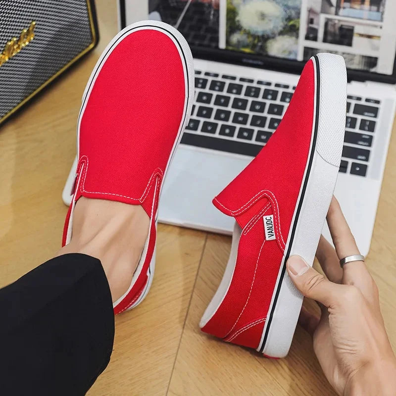 Zapatos casuales de lona sin cordones para mujer, primavera otoño, color liso, suela de goma, cómodos, forrados de algodón, estilo urbano, calzado para estudiantes