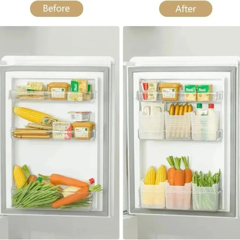 1/5 cajas de almacenamiento para refrigerador, organizador de alimentos frescos, contenedor de frutas, especias y alimentos para el hogar y la cocina.