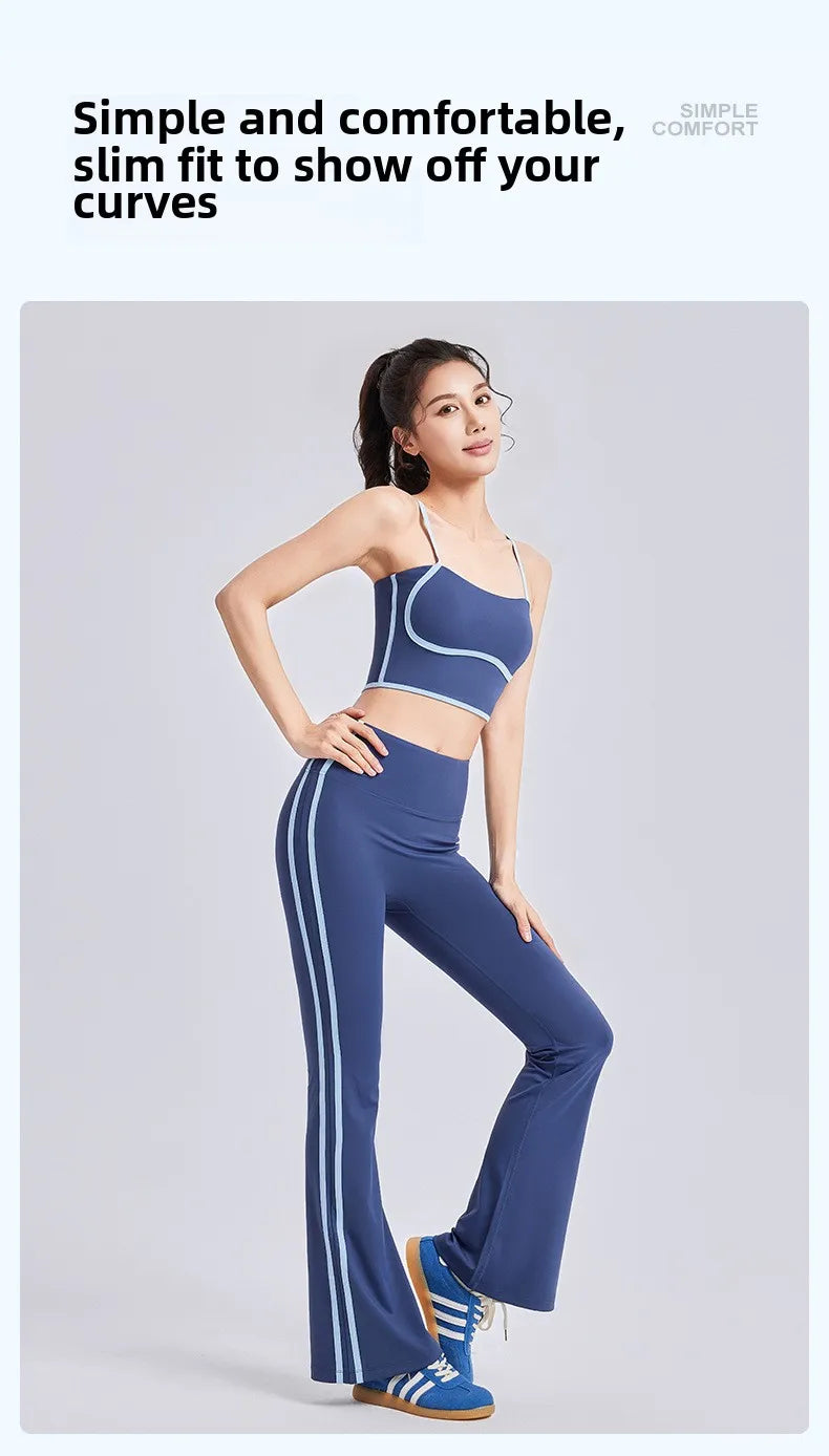 Nuevo traje deportivo para mujer, con efecto push-up, chaleco con tirantes ajustables, cintura alta, micropantalón y traje de yoga de alta elasticidad.
