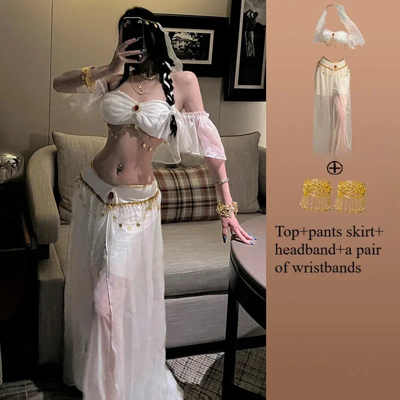 Role Playing Sexy Western Region Dancer Peacock Princess Greek Goddess Costume Hot Egyptian Indian Dancer Exotic Costume Stage
