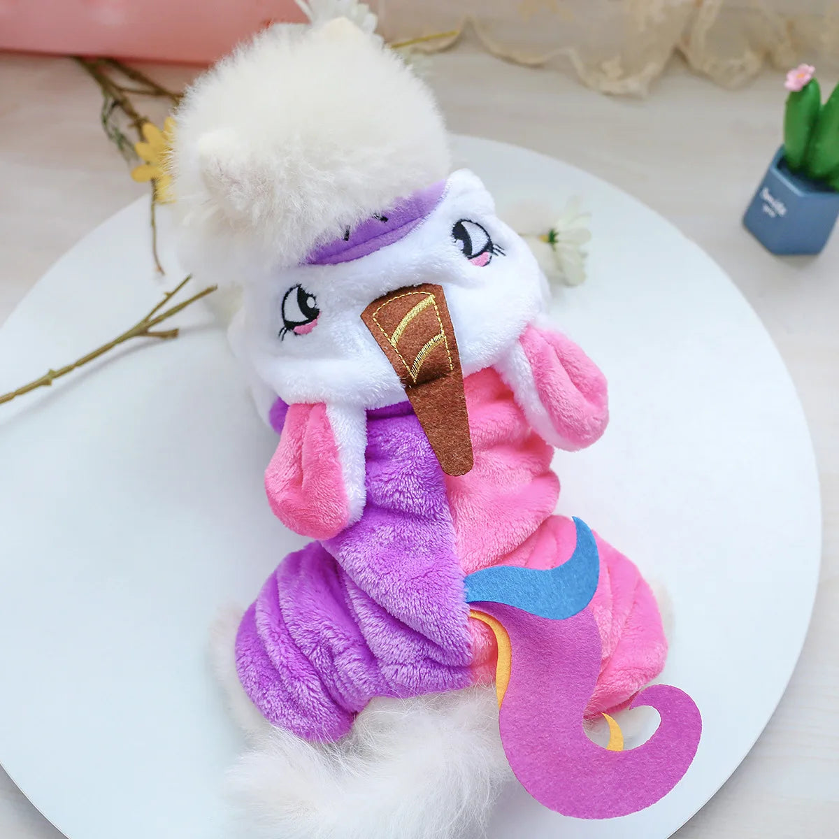 Ropa de forro polar súper suave para mascotas, para otoño e invierno, cálida y de felpa, para perros de cuatro patas, con diseño de dinosaurio, unicornio y gato.
