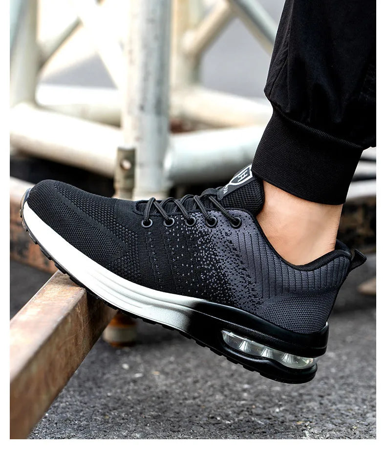 Zapatos de trabajo de protección anti-aplastamiento para hombres y mujeres, zapatos indestructibles anti-perforación, zapatos de trabajo con amortiguación de aire, zapatos de seguridad con puntera de acero para hombre.