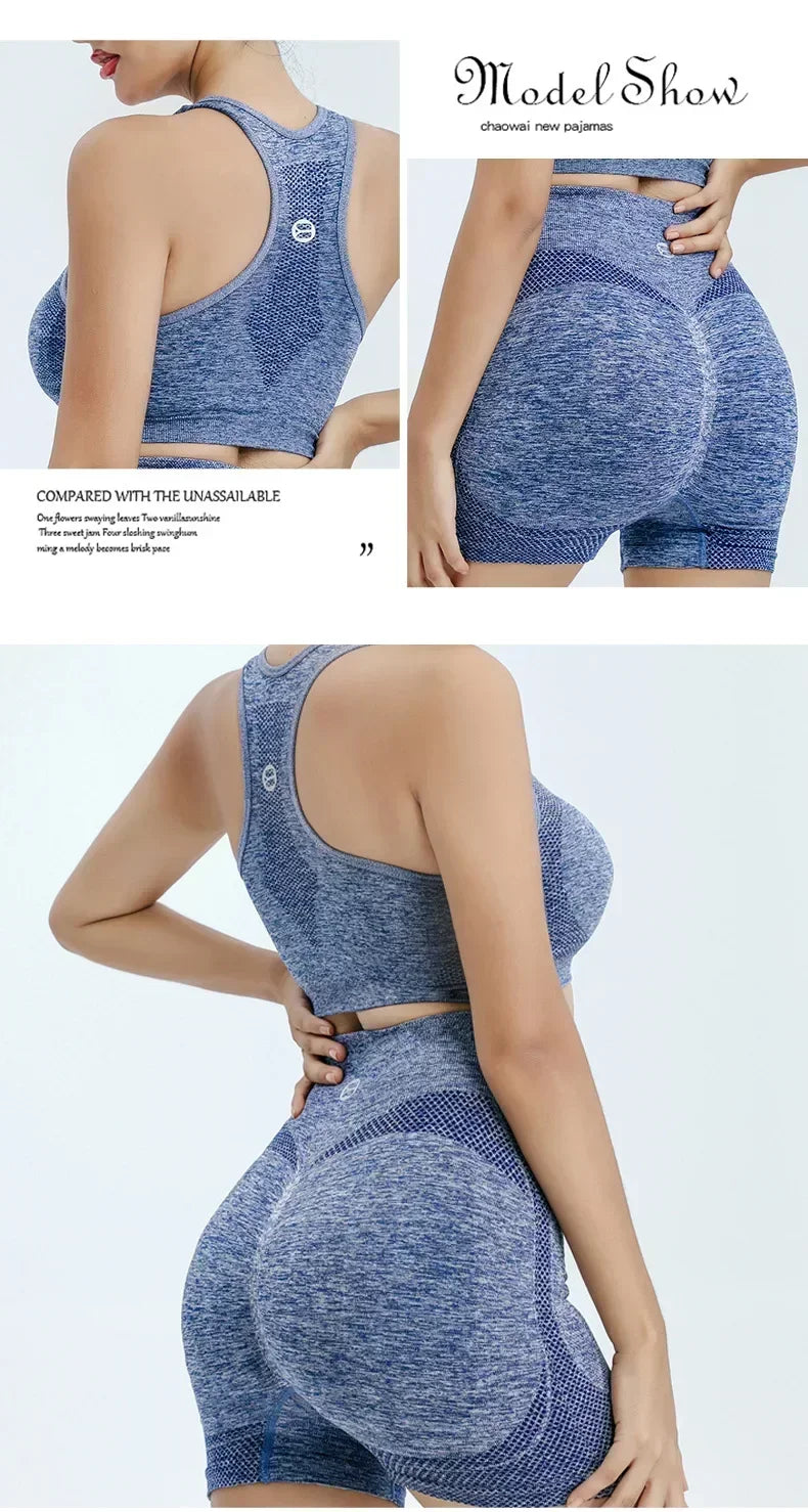 Conjunto de yoga, pantalones cortos de gimnasio, sujetadores deportivos para mujer, tops de entrenamiento para mujer, ropa de yoga, leggings de fitness, conjunto de gimnasio, conjuntos de yoga sin costuras