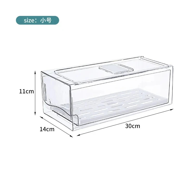 Caja de almacenamiento para refrigerador de cocina, cajón de mantenimiento fresco, grado alimenticio, huevos y carne, acabado co
