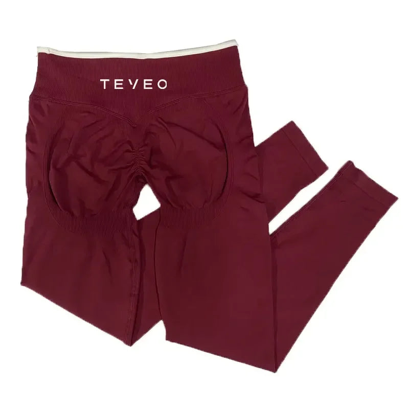 TEVEO - Pantalones cortos deportivos de yoga para mujer, pantalones deportivos elásticos para fitness y ciclismo, conjunto de sujetador de yoga corto Ignite Sculpt Scrunch, leggings