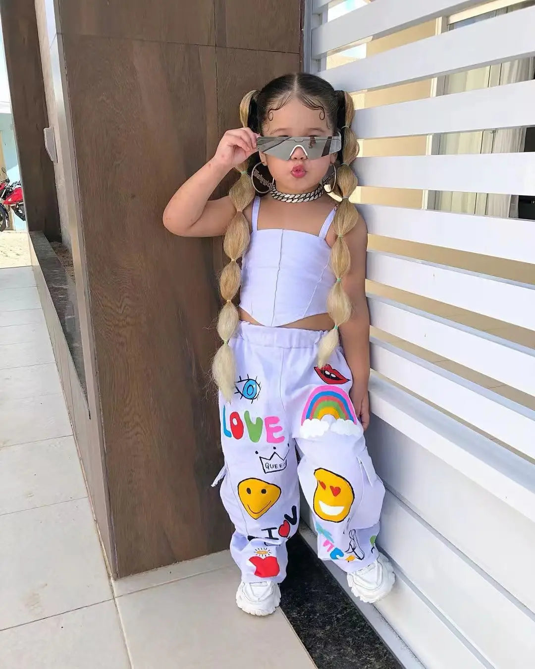Ropa para niños, conjunto de 2 piezas para niña, top de tirantes y pantalones largos de verano, moda para niñas de 3, 4, 5, 6, 7 y 8 años