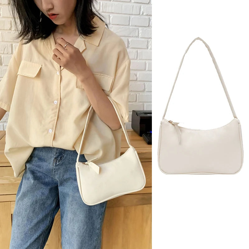 1 bolso retro para el antebrazo, bolso de mano con lazo para mujer, bolso de piel sintética para compras al aire libre.