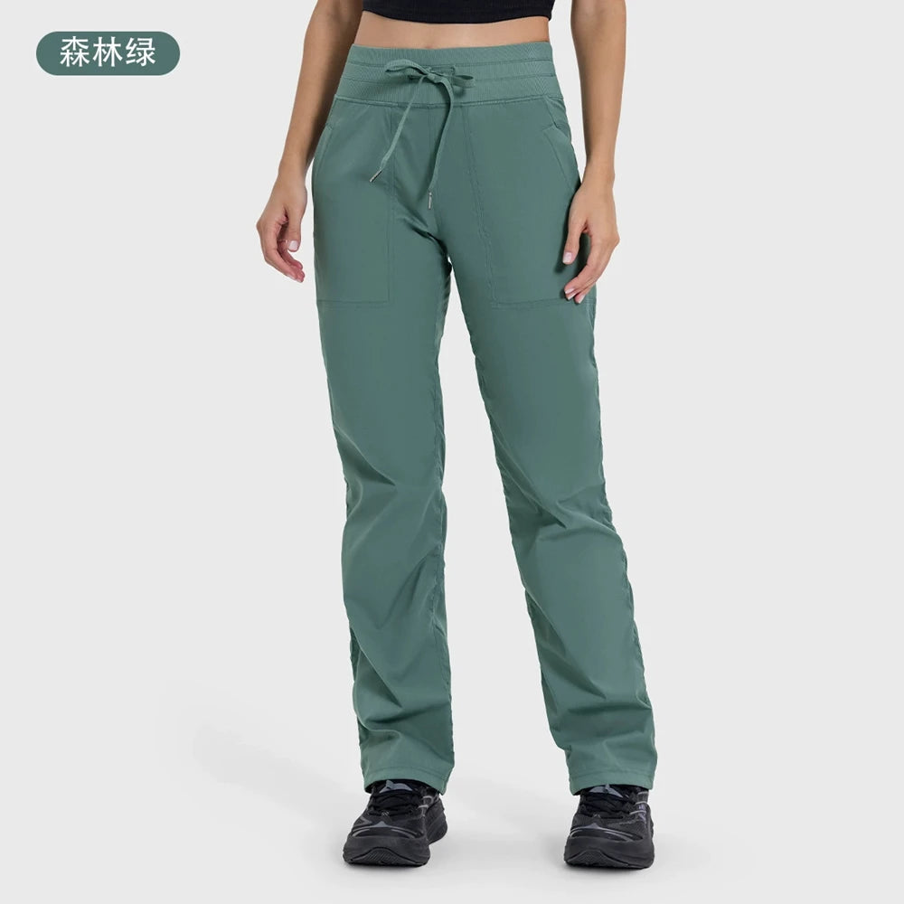 Women Quick Drying Sports Pants Breathable Running Fitness High Waisted Loose Style Wide Leg Casual Yoga Pants Full Length 2025