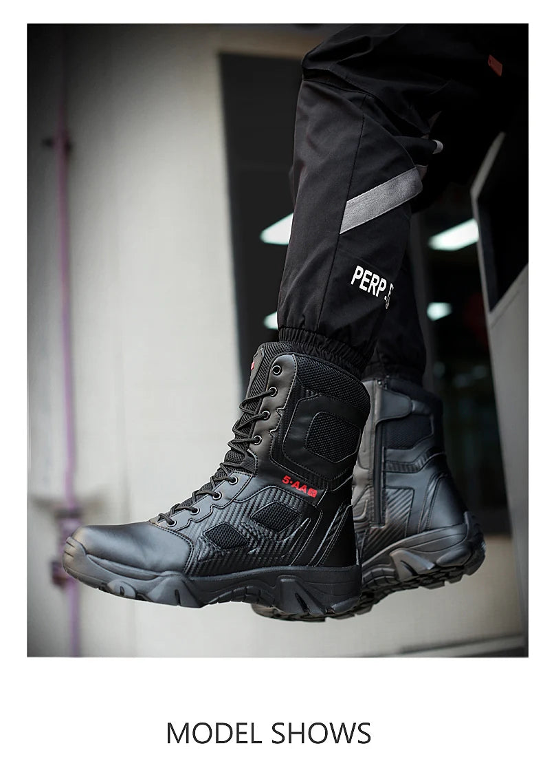Botas tácticas para hombre, nuevas, de invierno, para combate, hasta el tobillo, antideslizantes, para trabajo, seguridad, botas militares, impermeables, para motocicleta.