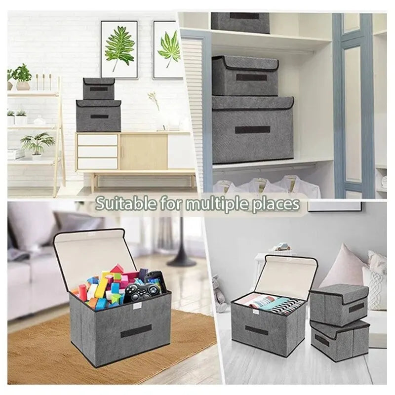 Caja de almacenamiento plegable de tela no tejida gris para artículos del hogar, ropa interior, calcetines y juguetes para niños, organizador de cosméticos.
