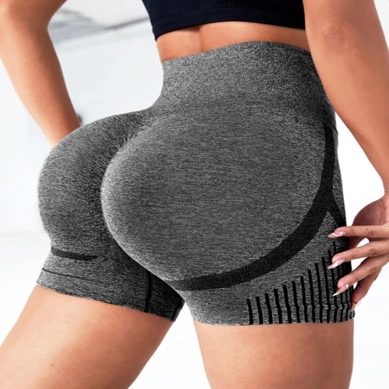 Leggings de yoga de Europa y Estados Unidos, sin costuras, elásticos, de cintura alta, de secado rápido, para deportes de ocio y yoga, pantalones cortos para mujer