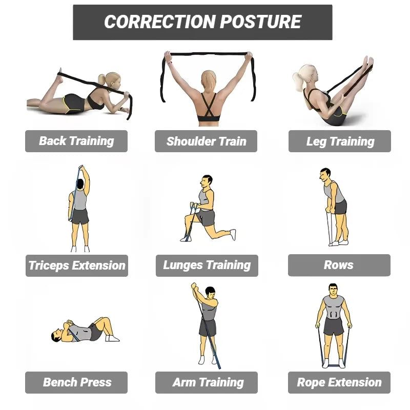 Banda de resistencia para yoga, cinturón de estiramiento auxiliar para adultos, entrenamiento latino, bandas elásticas para principiantes, pilates, baile, bucle de fitness, tensión