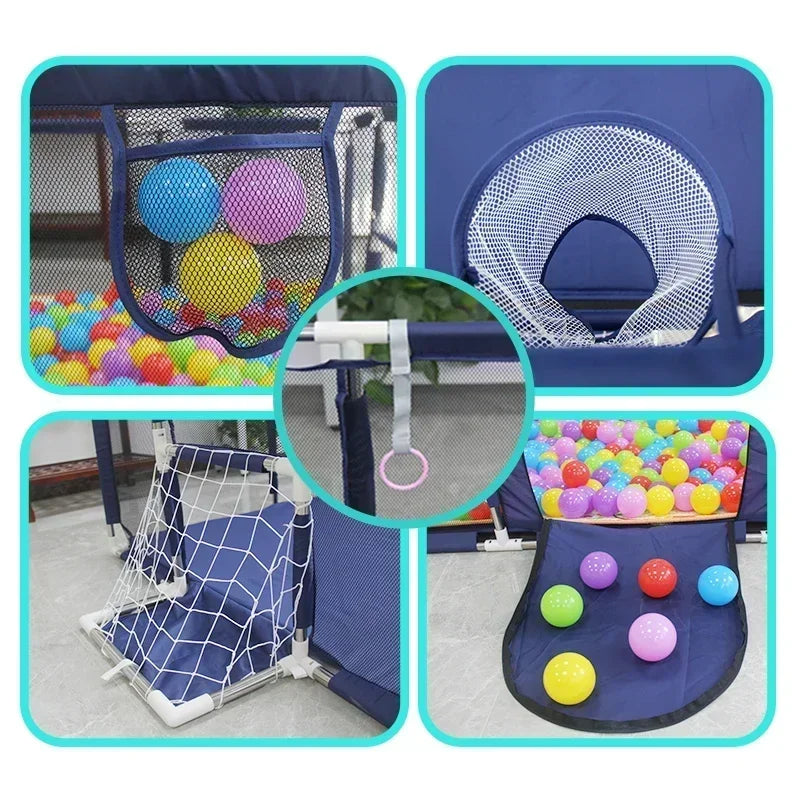 Parque infantil para bebés Corralito con tubos de acero gruesos, parque de juegos para niños, valla de actividades, caja de pelota, corralito