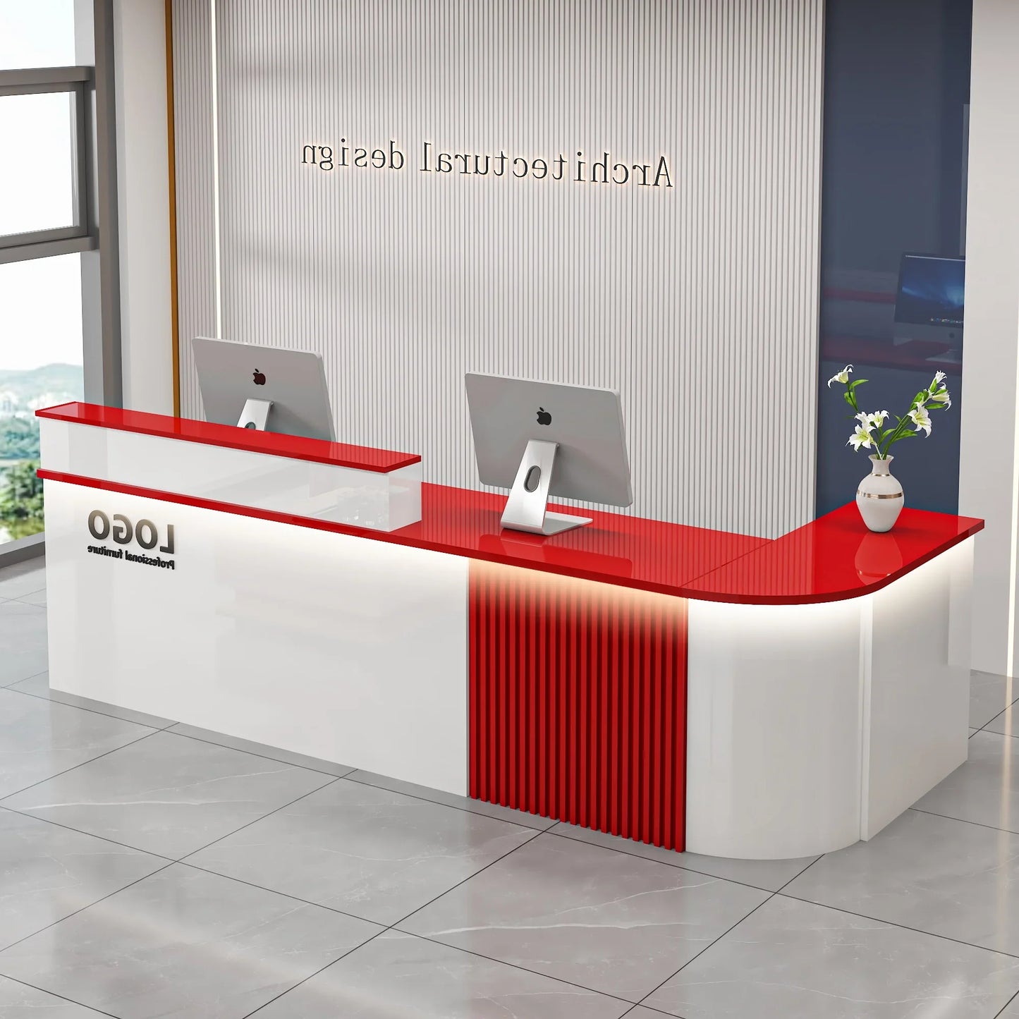 Mostrador de bar de oficina profesional, diseño de belleza de lujo simple, mostrador de recepción, salón moderno, Bancone Bar Lusso, muebles comerciales