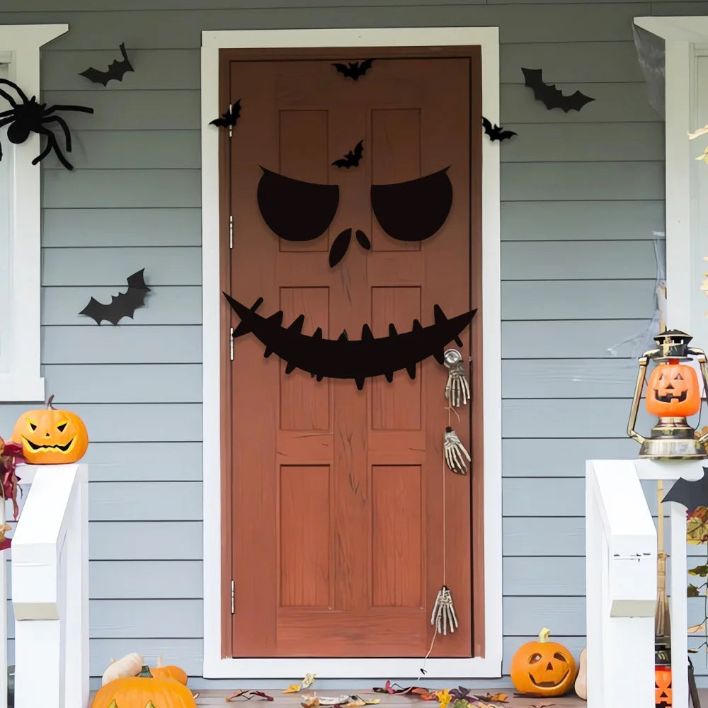Pegatinas para puerta de habitación, decoración de Halloween, decoración de ventana, esqueleto, mano, calabaza, bricolaje, sombrero de bruja diablo, pegatinas para ventana de vidrio, fantasma