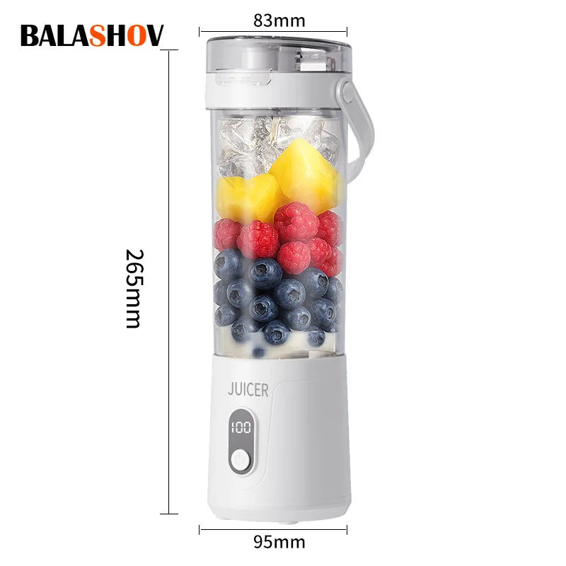 Exprimidor portátil de 600 ml, multifuncional, para uso doméstico, con hielo picado, recargable por USB, para exteriores, máquina eléctrica para hacer jugos de frutas.